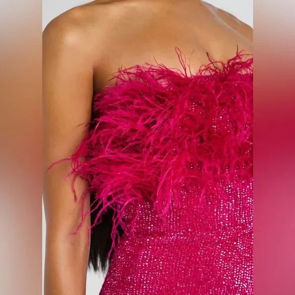 torin sequin feather dress Retrofete Torin Dress in White